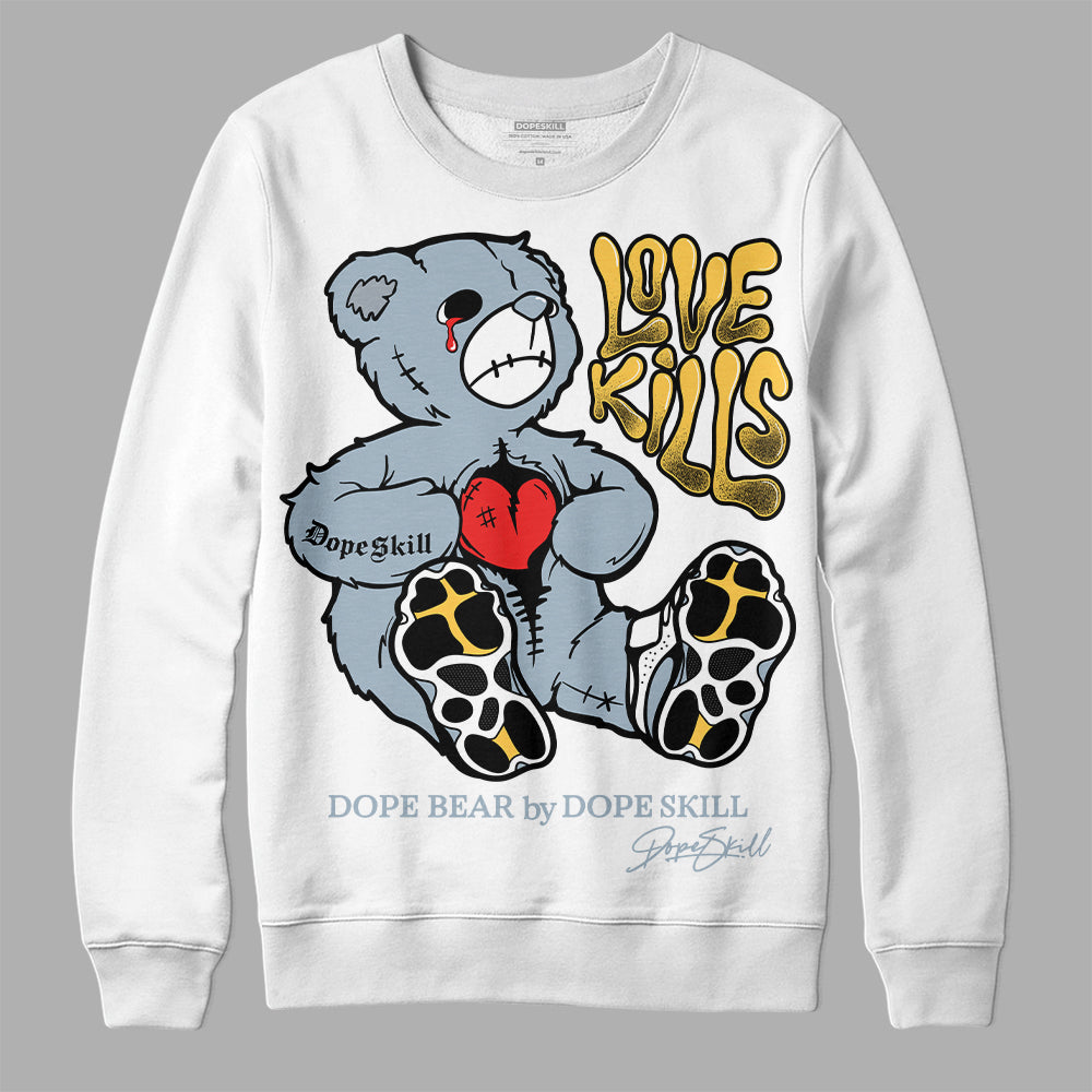 Jordan 13 “Blue Grey” DopeSkill Sweatshirt Love Kills Graphic Streetwear - White 