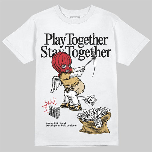 Jordan 4 Retro “Pizza” DopeSkill T-Shirt Play together, Stay together Graphic Streetwear - White