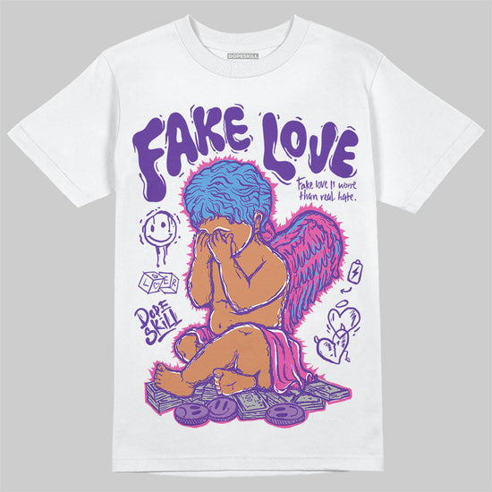 PURPLE Sneakers DopeSkill T-Shirt False Love Graphic Streetwear - WHite