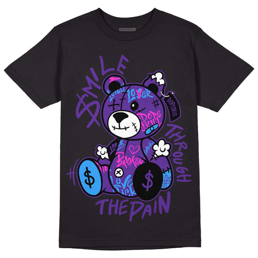 PURPLE Sneakers DopeSkill T-Shirt Smile Through The Pain Graphic Streetwear - Black