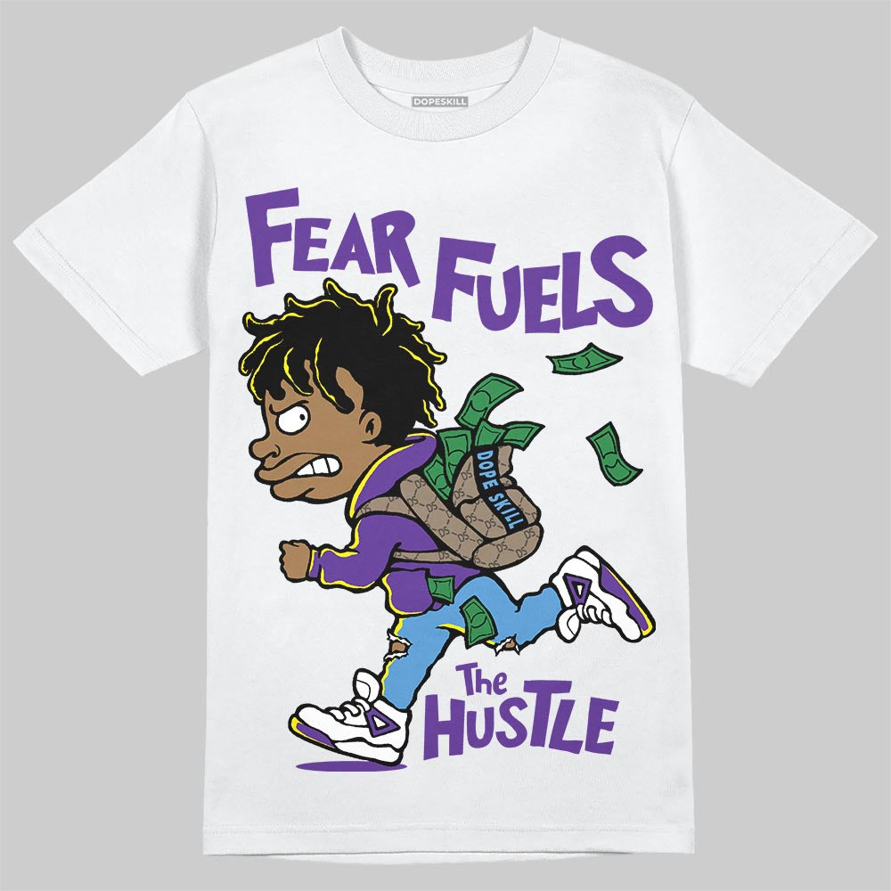 PURPLE Sneakers DopeSkill T-Shirt Fear Fuels The Hustle Graphic Streetwear - White 