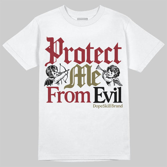 SB Dunk Low “Dark Team Red/Olive Flak” DopeSkill T-Shirt Protect Me From Evil Graphic Streetwear - White