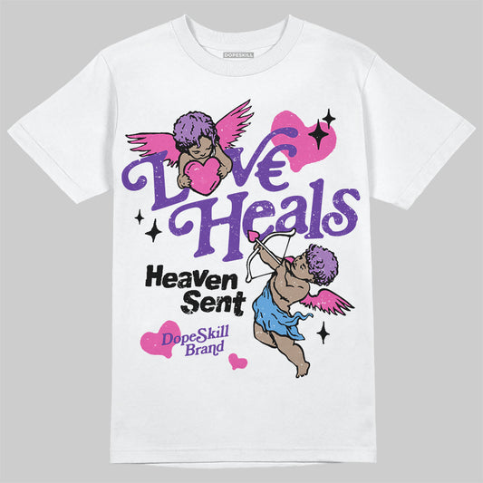 PURPLE Sneakers DopeSkill T-Shirt New Love Heals Graphic Streetwear - White