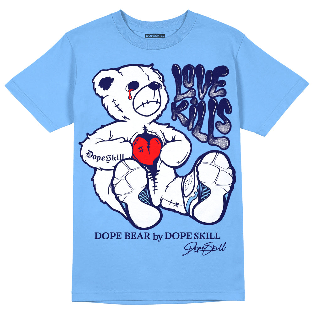 Jordan 9 Powder Blue DopeSkill Tropical Blue T-shirt Love Kills Graphic Streetwear