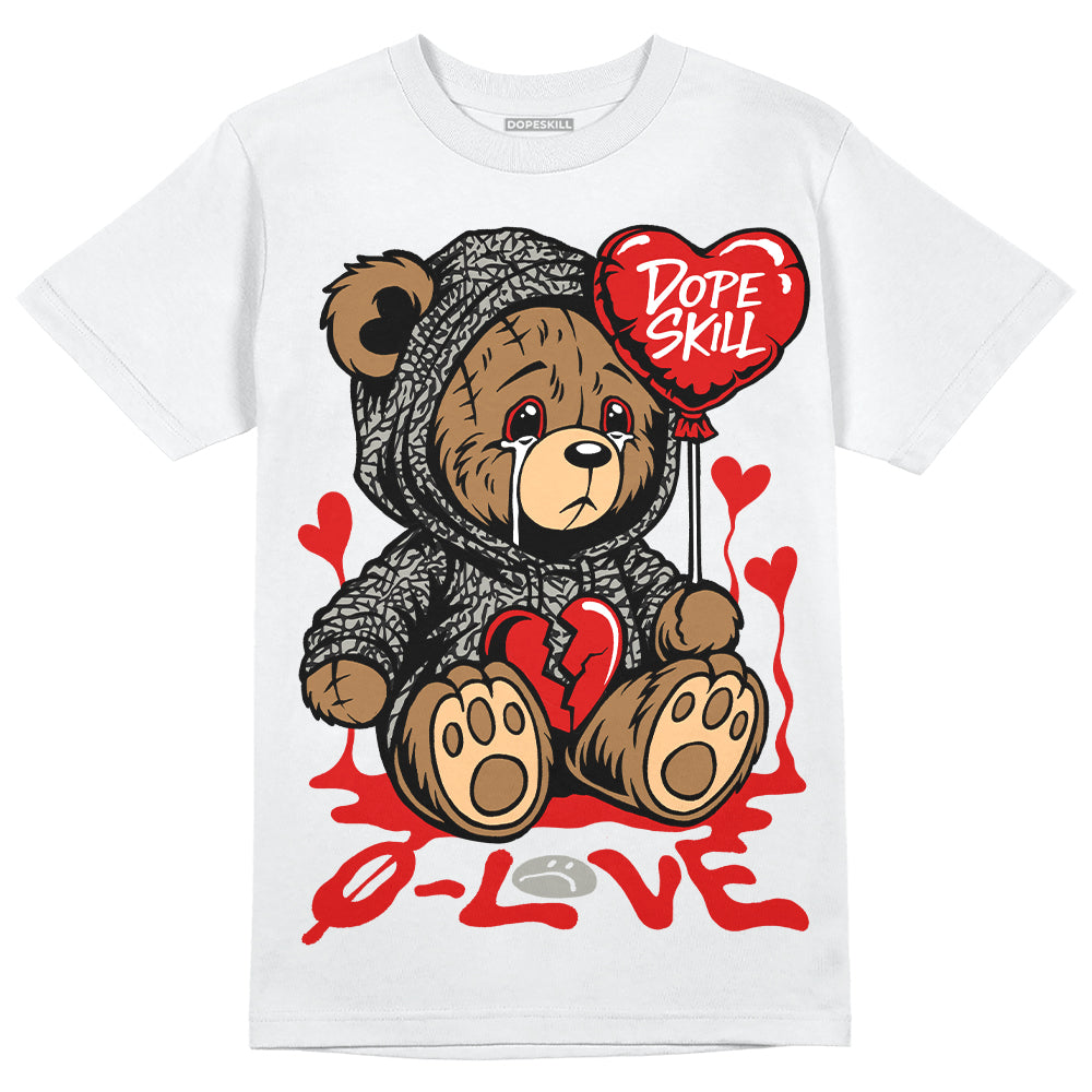 Jordan 3 Retro Fire Red DopeSkill T-Shirt Broken Bear Graphic Streetwear - White