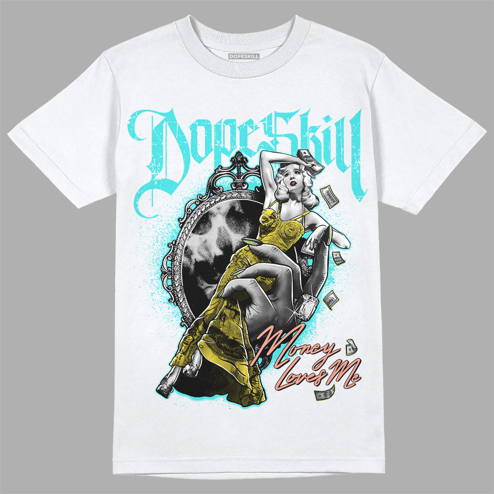 New Balance 9060 “Cyan Burst” DopeSkill T-Shirt Money Loves Me Graphic Streetwear - White