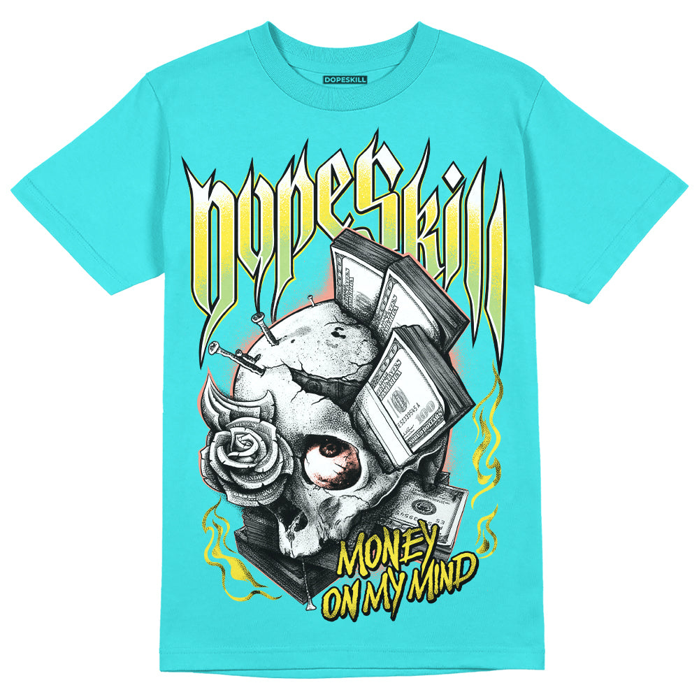 New Balance 9060 “Cyan Burst” DopeSkill Virtual Blue T-Shirt Money On My Mind Graphic Streetwear