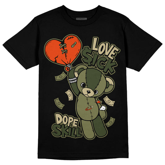 Olive Sneakers DopeSkill T-Shirt Love Sick Graphic Streetwear - Black