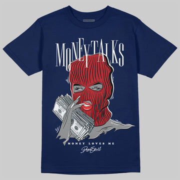 Jordan 6 Retro 'White And Midnight Navy' DopeSkill Navy T-shirt Money Talks Graphic Streetwear