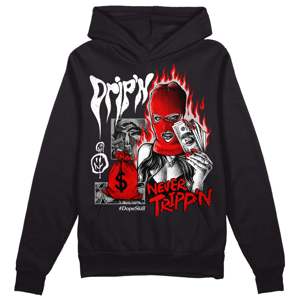 Jordan 12 “Cherry” DopeSkill Hoodie Sweatshirt Drip'n Never Tripp'n Graphic Streetwear - Black