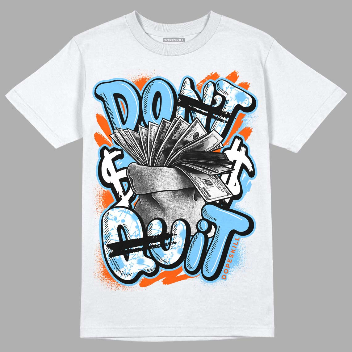 Dunk Low Futura University Blue DopeSkill T-Shirt Don't Quit Graphic Streetwear - White