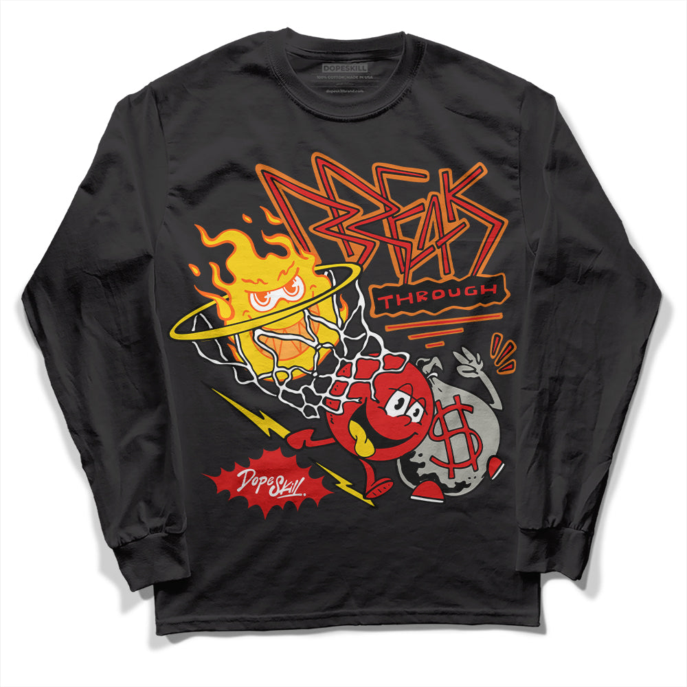 Jordan 3 Fire Red DopeSkill Long Sleeve T-Shirt Break Through Graphic Streetwear - Black