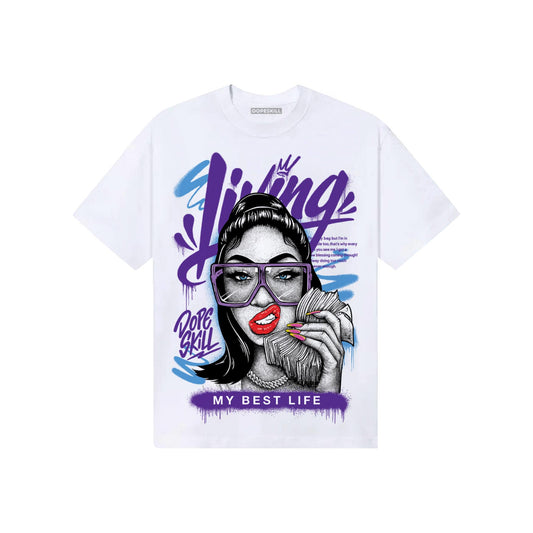 PURPLE Sneakers DopeSkill T-Shirt Living My Best Life Graphic Streetwear - White