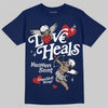 Jordan 12 Retro French Blue (2025) DopeSkill T-Shirt New Love Heals Graphic Streetwear - Navy