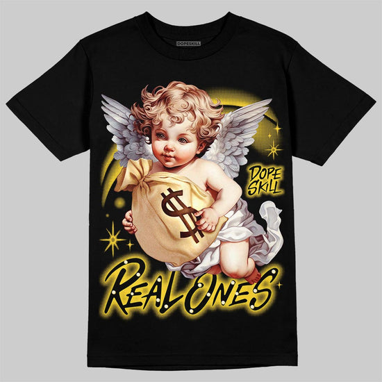 Jordan 4 Thunder DopeSkill T-Shirt Real Ones Angel Graphic Streetwear - Black