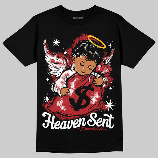 Jordan 12 Retro Flu Game (2025) DopeSkill T-Shirt Heaven Sent Graphic Streetwear - Black