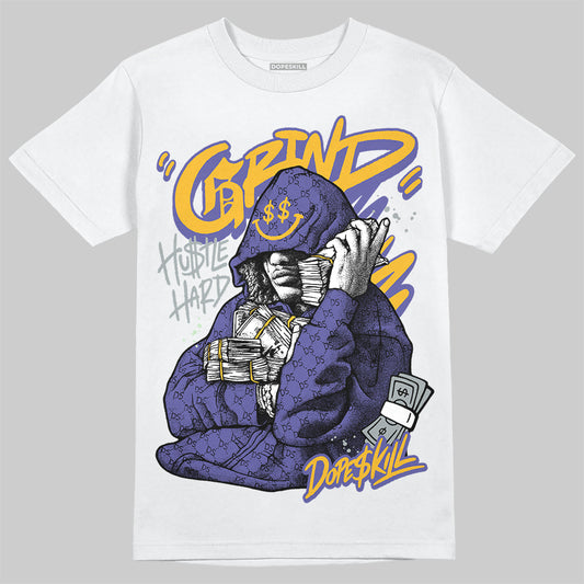 Jordan 4 Retro Lakers DopeSkill T-Shirt Grind Pray Graphic Streetwear - White