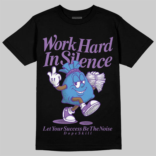 PURPLE Sneakers DopeSkill T-Shirt Work Hard In Silence Graphic Streetwear - Black