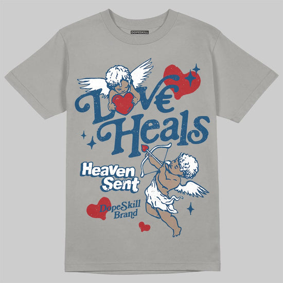 Jordan 12 Retro French Blue (2025) DopeSkill T-Shirt New Love Heals Graphic Streetwear - Gravel