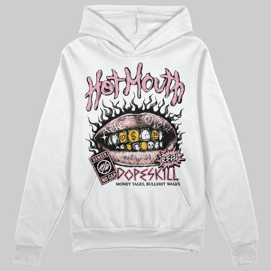 AMIRI White & Pink Stars Court Sneakers DopeSkill Hoodie Sweatshirt Hot Mouth Graphic Streetwear - White