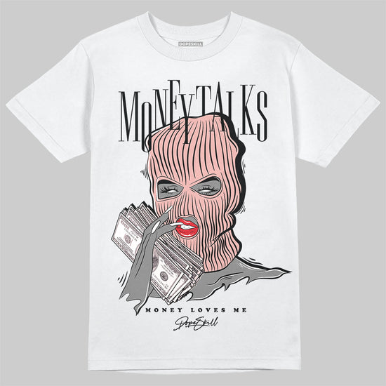 Lanvin Leather Curb Glitter Pale Pink DopeSkill T-Shirt Money Talks Graphic Streetwear  - White