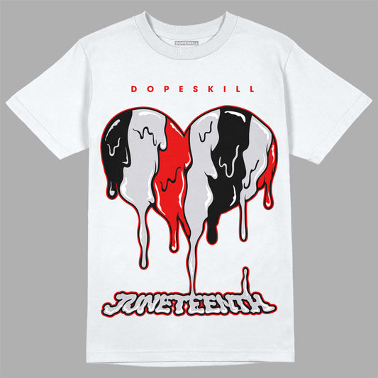 Jordan 2 Retro "Black Cement" DopeSkill T-Shirt Juneteenth Heart Graphic Streetwear - White