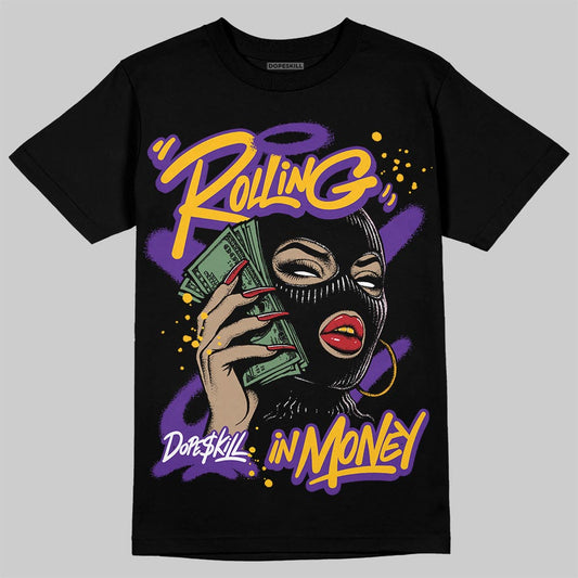 PURPLE Sneakers DopeSkill T-Shirt Rolling in Money Graphic Streetwear - Black