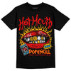 Red Sneakers DopeSkill T-Shirt Hot Mouth Graphic Streetwear - Black