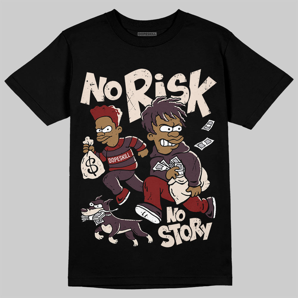 Adidas Samba OG Maroon Gold Metallic DopeSkill T-Shirt No Risk No Story Graphic Streetwear - black