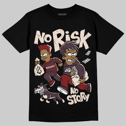 Adidas Samba OG Maroon Gold Metallic DopeSkill T-Shirt No Risk No Story Graphic Streetwear - black