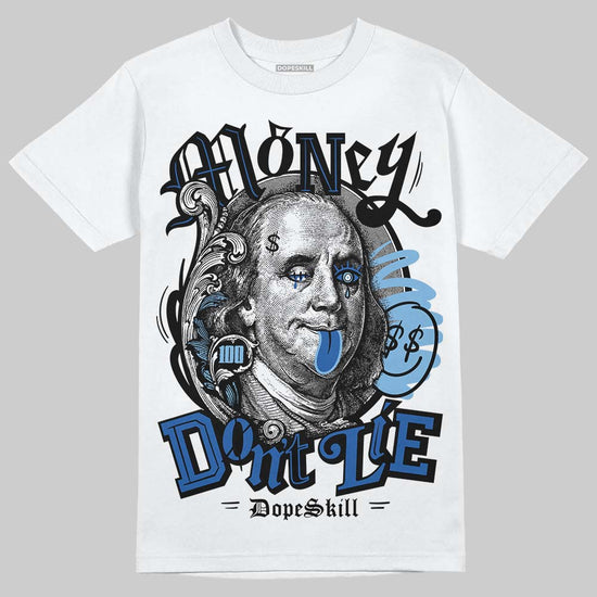 Air Foamposite One “International Blue” DopeSkill T-Shirt Money Don't Lie Graphic Streetwear - White