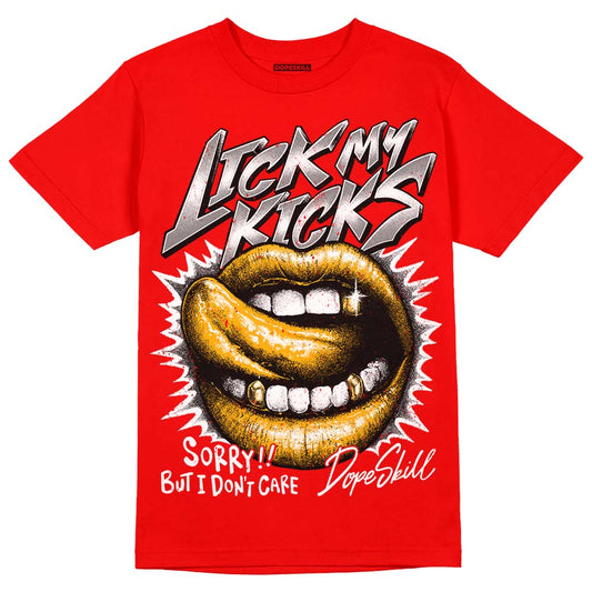 Red Sneakers DopeSkill Red T-Shirt Lick My Kicks Graphic Streetwear