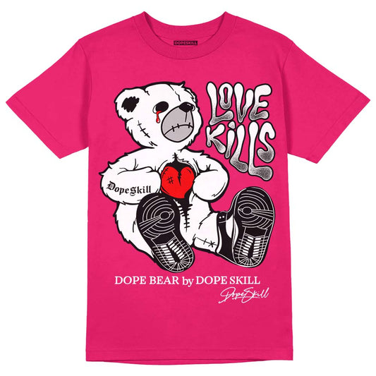 Dunk Low ‘Obsidian Fierce Pink’ DopeSkill Pink T-Shirt Love Kills Graphic Streetwear 