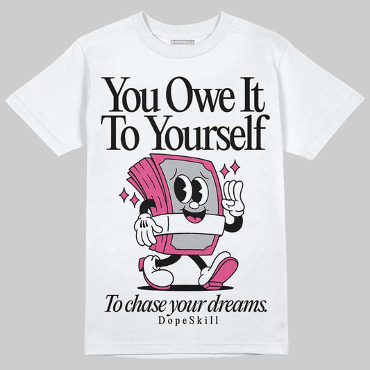 Asics Gel-1130 Pink Glo/ Black DopeSkill T-Shirt Owe It To Yourself Graphic Streetwear - White