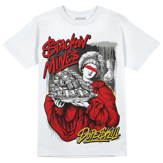 Jordan 3 Retro Fire Red DopeSkill T-Shirt Stackin Mines Graphic Streetwear - White