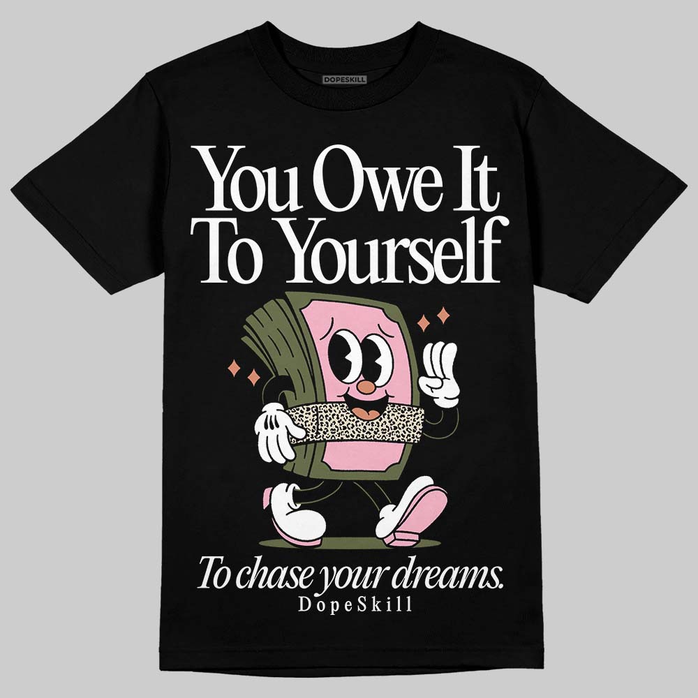 SB Dunk Low Pro x Arts-Rec Skateshop Rust Pink and Rough Green DopeSkill T-Shirt Owe It To Yourself Graphic Streetwear - black