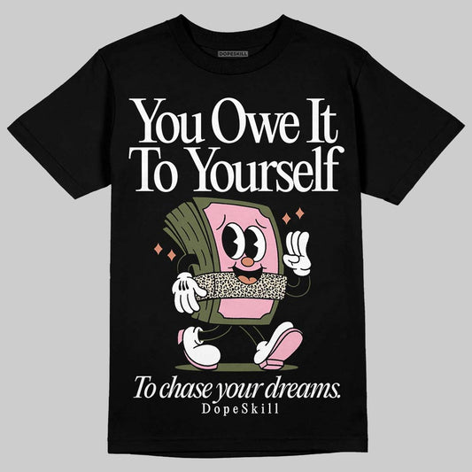 SB Dunk Low Pro x Arts-Rec Skateshop Rust Pink and Rough Green DopeSkill T-Shirt Owe It To Yourself Graphic Streetwear - black