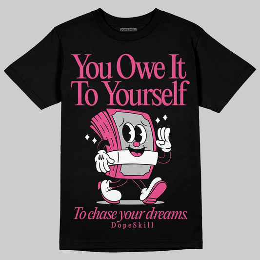 Asics Gel-1130 Pink Glo/ Black DopeSkill T-Shirt Owe It To Yourself Graphic Streetwear - Black