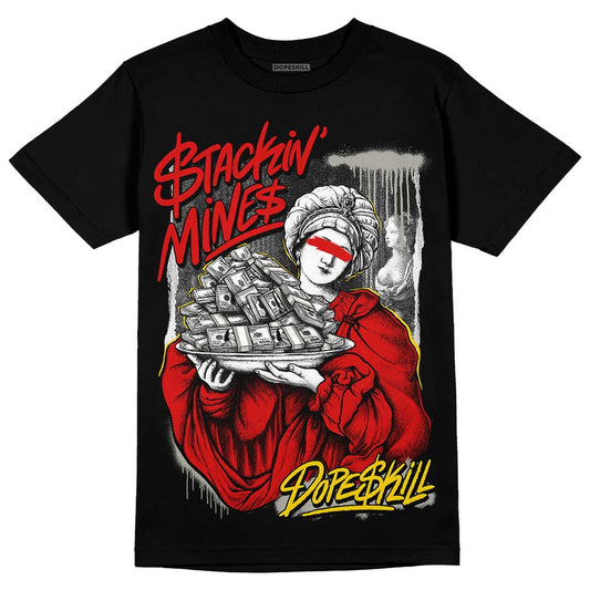 Jordan 3 Retro Fire Red DopeSkill T-Shirt Stackin Mines Graphic Streetwear - Black