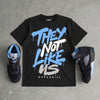 Black University Blue 5s DopeSkill T-Shirt They Not Like Us Graphic