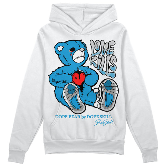 Jordan 4 Retro Military Blue DopeSkill Hoodie Sweatshirt Love Kills Graphic Streetwear - White