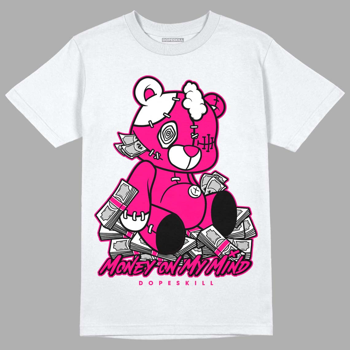 Jordan 1 Low GS “Fierce Pink” Dopeskill T-Shirt MOMM Bear Graphic Streetwear - White