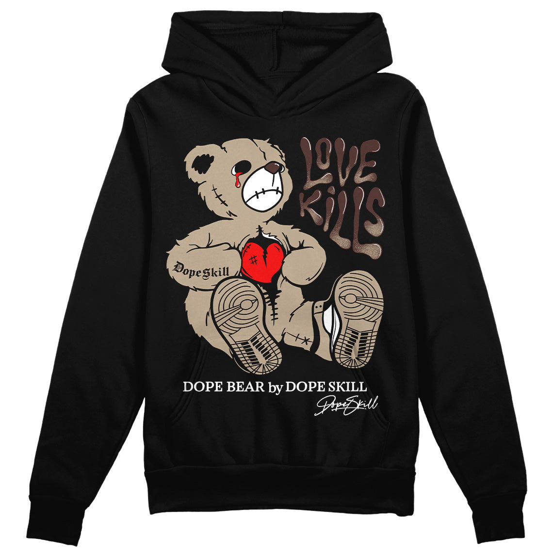Jordan 1 High OG “Latte” DopeSkill Hoodie Sweatshirt Love Kills Graphic Streetwear - Black
