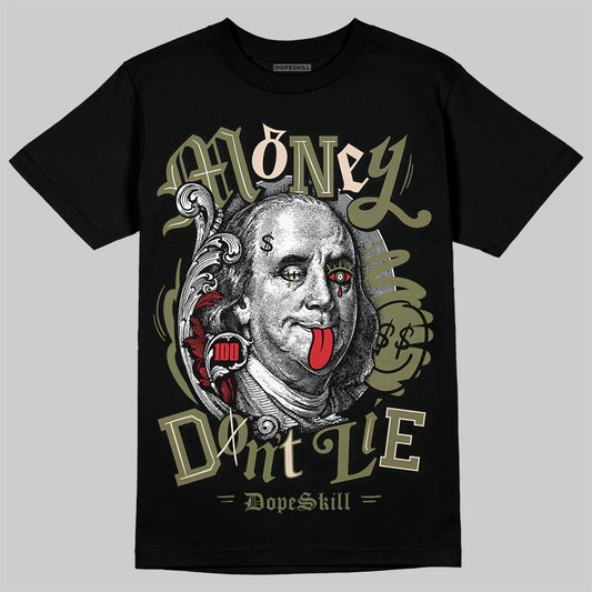 Travis Scott x Jordan 1 Medium Olive DopeSkill T-Shirt Money Don't Lie Graphic Streetwear - Black