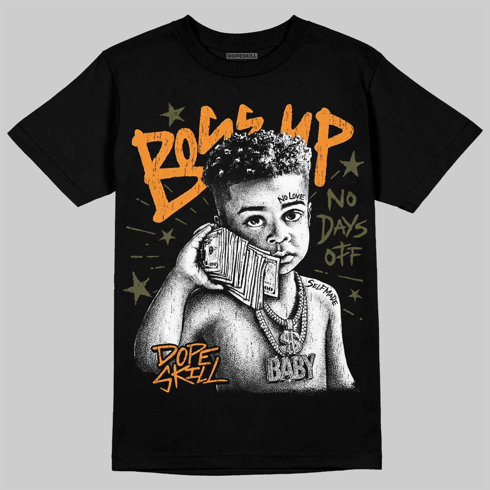 Jordan 5 Olive DopeSkill T-Shirt Boss Up Graphic Streetwear - Black