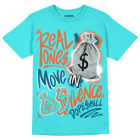 Dunk Low “Miami Dolphins” DopeSkill Tahiti Blue T-shirt Real Ones Move In Silence Graphic Streetwear