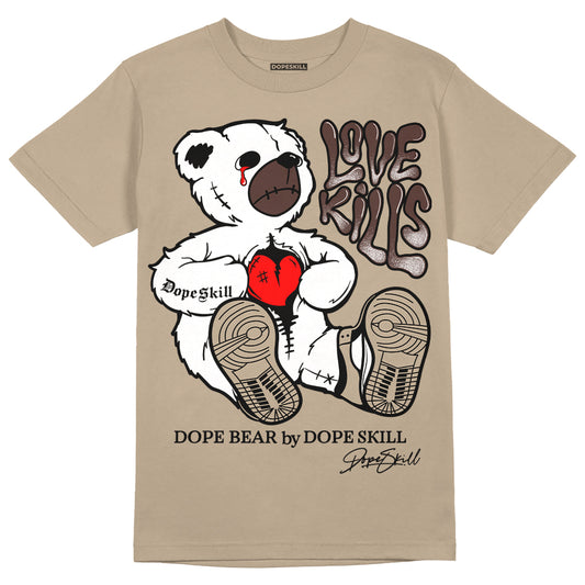 Jordan 1 High OG “Latte” DopeSkill Medium Brown T-shirt Love Kills Graphic Streetwear