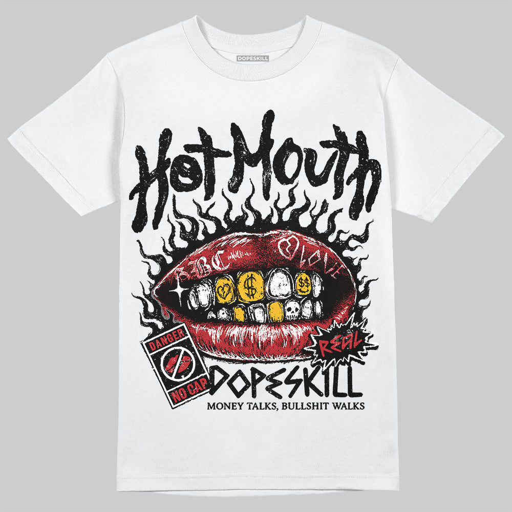 Jordan 12 Retro Flu Game (2025) DopeSkill T-Shirt Hot Mouth Graphic Streetwear - White