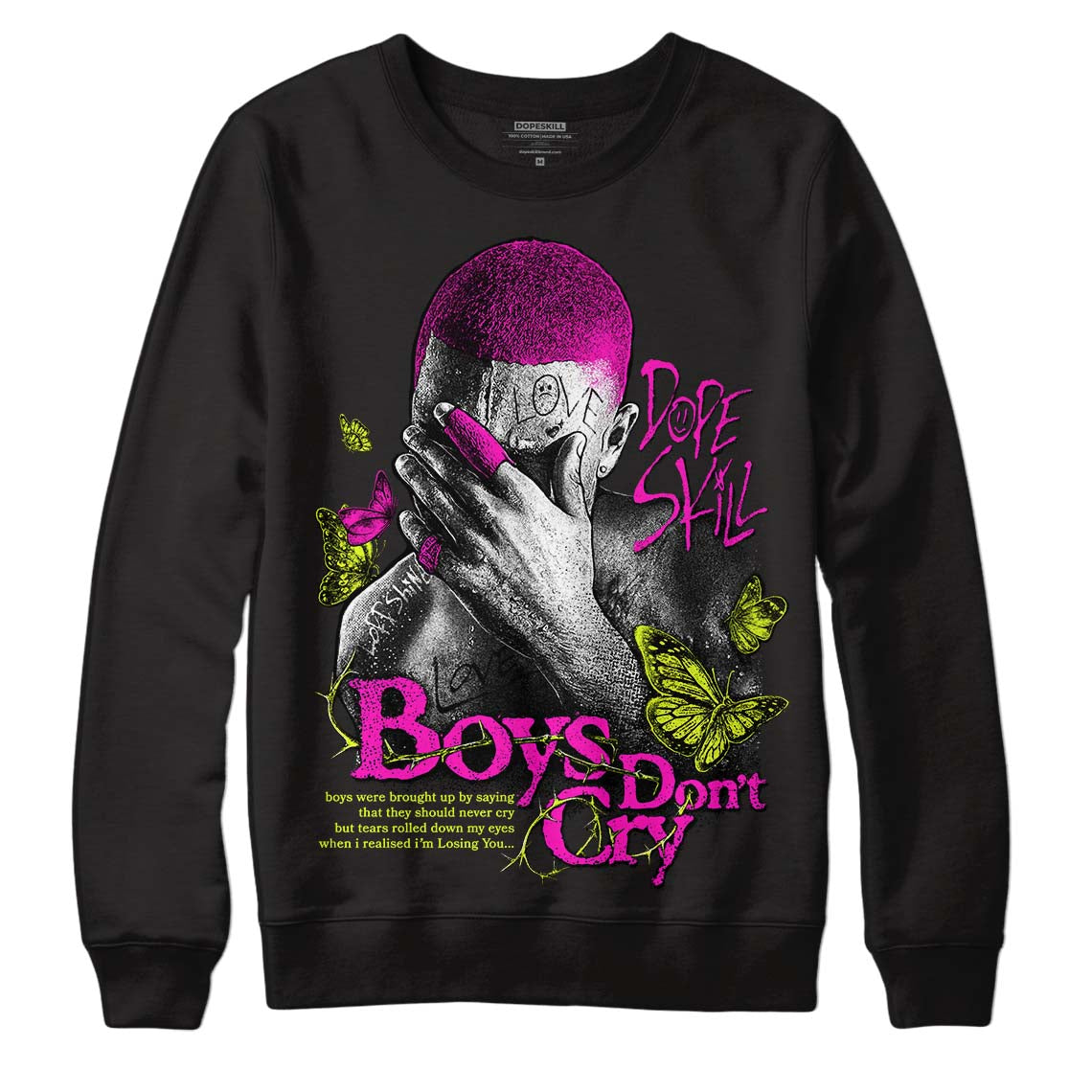 Dunk Low GS “Active Fuchsia” DopeSkill Sweatshirt Boys Don't Cry Graphic Streetwear - Black