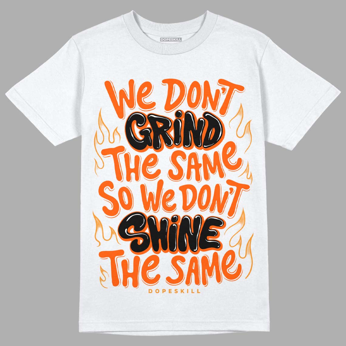 Jordan 12 Retro Brilliant Orange DopeSkill T-Shirt Grind Shine Graphic Streetwear - White